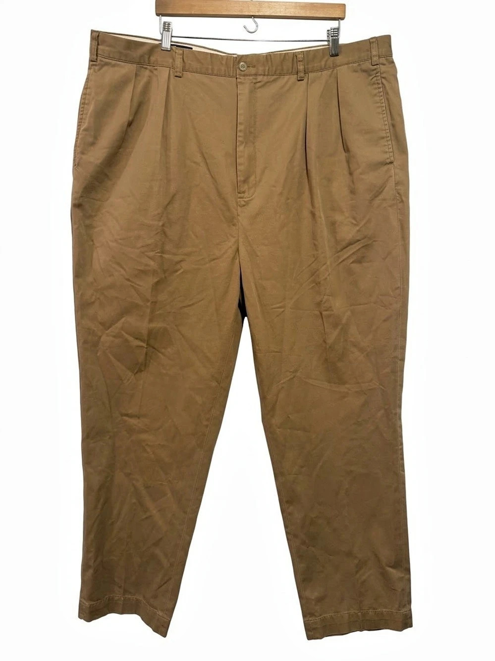 Ralph Lauren Vintage Andrew Pant Mens BIG Size 44 x 32 Tan Khaki Chinos Pleated